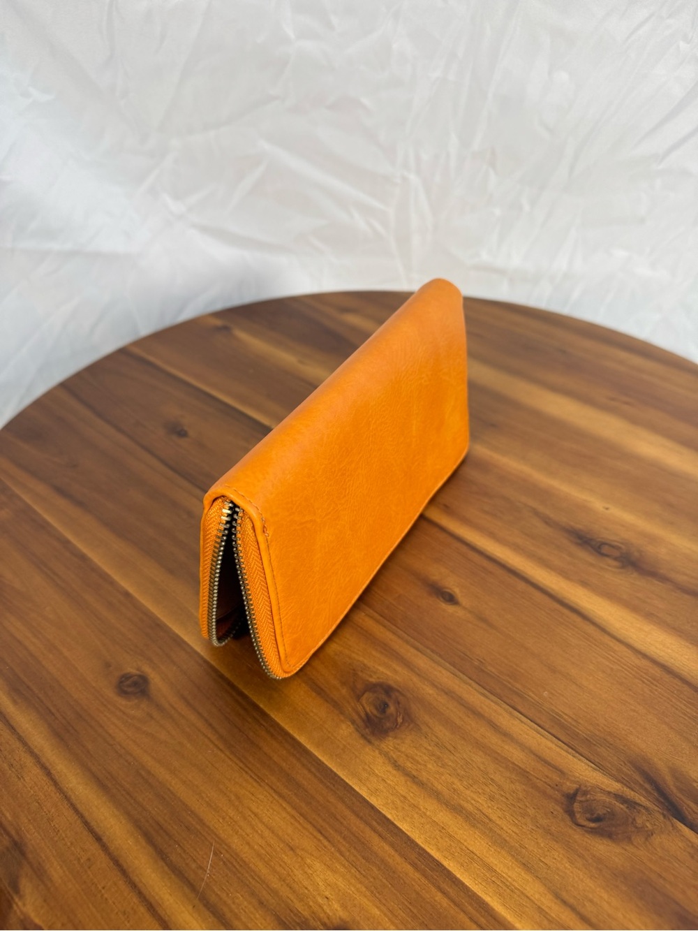 Orange Leather Zip-Around Women's Wallet